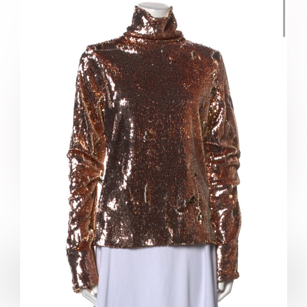 Halpern Gold Sequin Turtleneck top